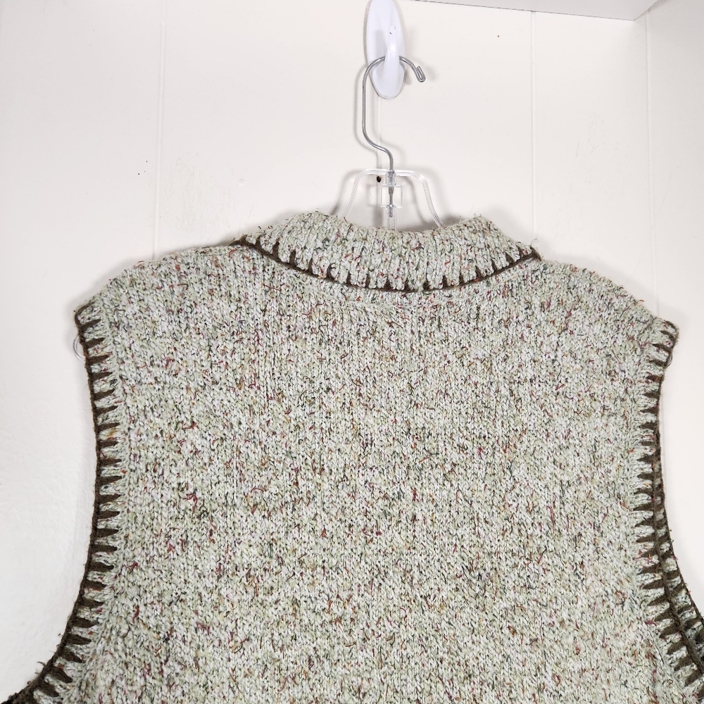 Vtg Christopher & Banks Hand Embroidered Oatmeal Zipper Sweater Vest Size 1x - Picture 8 of 16